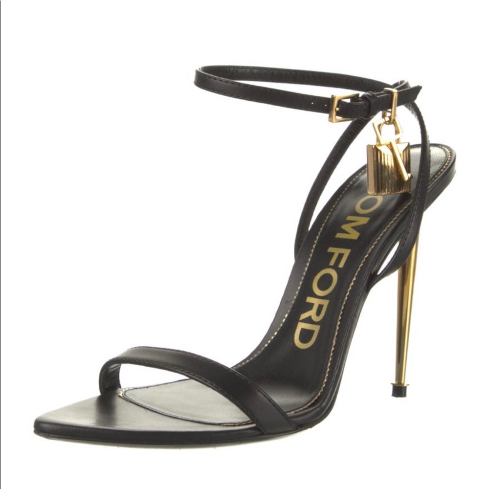 Tom Ford Shiny Leather Padlock Pointy Naked Sandal